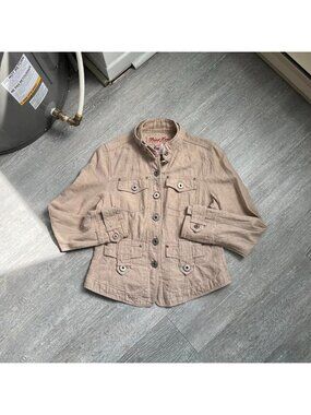 Beige / Tan / Brown Point Zero Y2K Button-Up Light Jacket